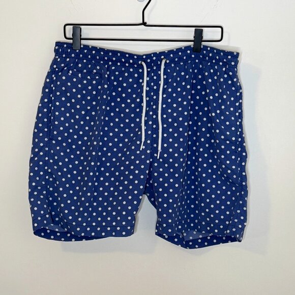 Blue Saks Fifth Avenue Blue Swim Trunks w White Polka Dots Men's Large See Notes - Picture 1 of 8
